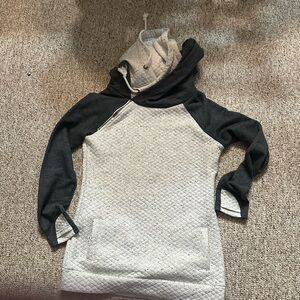 Vanilla Bay Black and Cream Quilted Cowl Neck Hoodie sm
